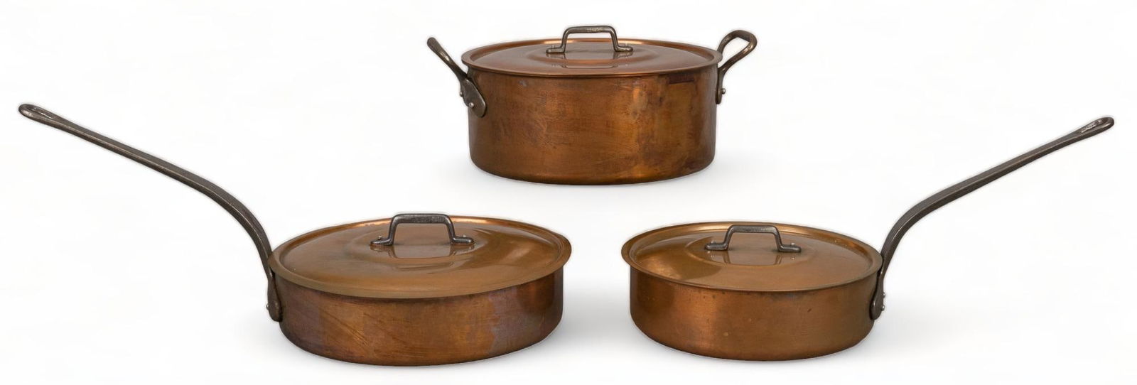 (3) Lidded Copper Pots (1 of 4)