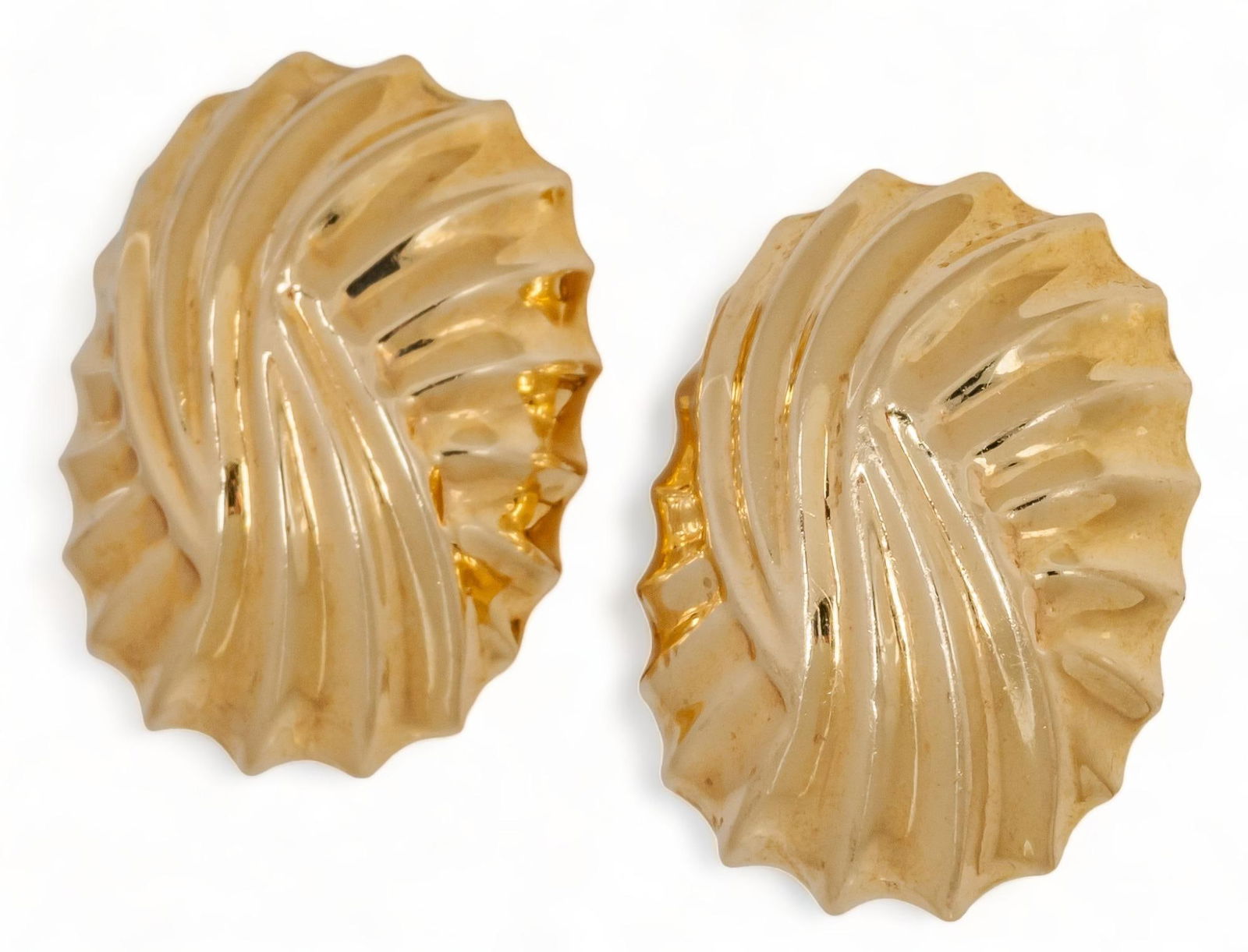 14K Yellow Gold Knot Studs: 14K yellow gold knot studs, omega stud backs, marked length 26 mm. total weight: 6.1 grams Provenance: Property from the Stone Oak neighborhood home of a San Antonio, Texas lady Shipping available