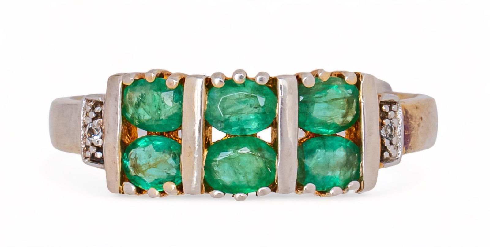 Sterling Silver Emerald and Diamond Ring (1 of 5)