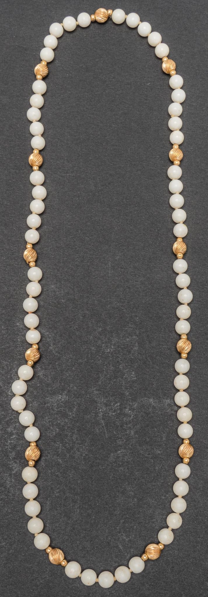 14K Yellow Gold and Coral Bead Necklace (1 of 4)