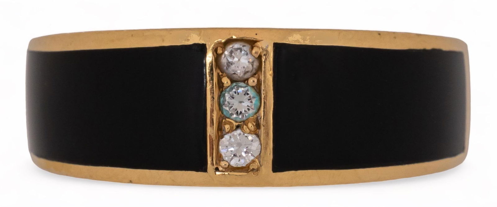 18K Yellow Gold Onyx and Diamond Ring (1 of 4)