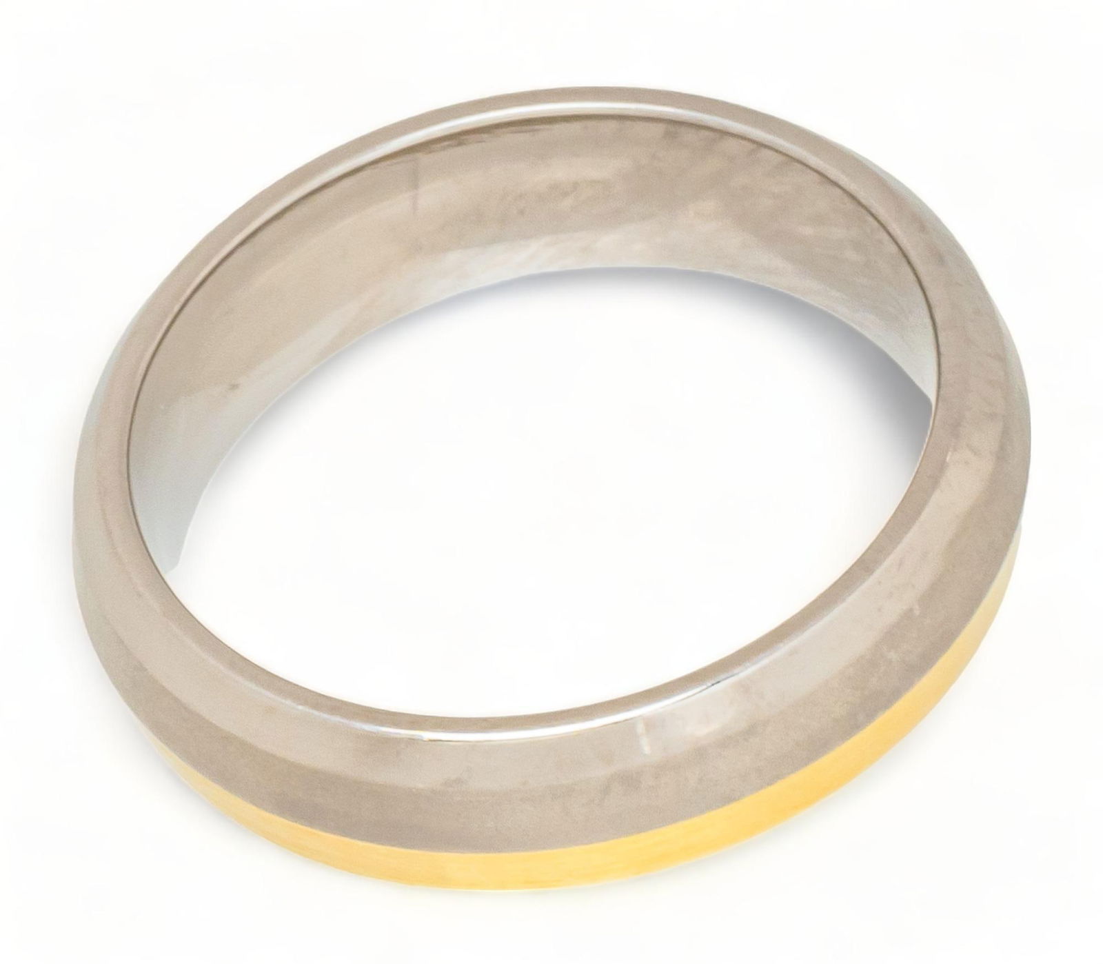 18K Gold and Titanium Mens Art Carved Two Tone Ring (1 of 4)