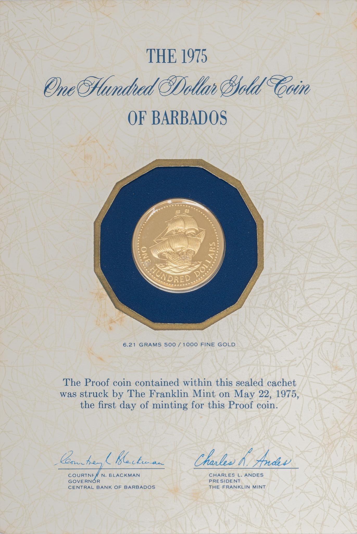 100 Dollar Barbados Gold coin (1 of 2)