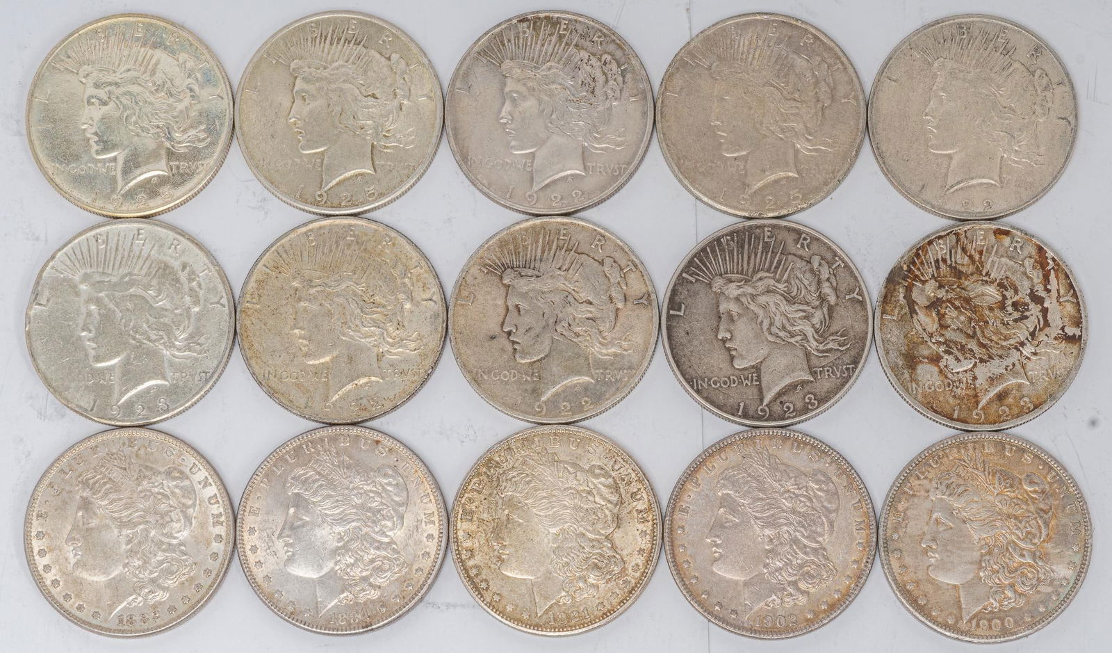 Collection of 15 Morgan & Peace Silver Dollars (1 of 3)