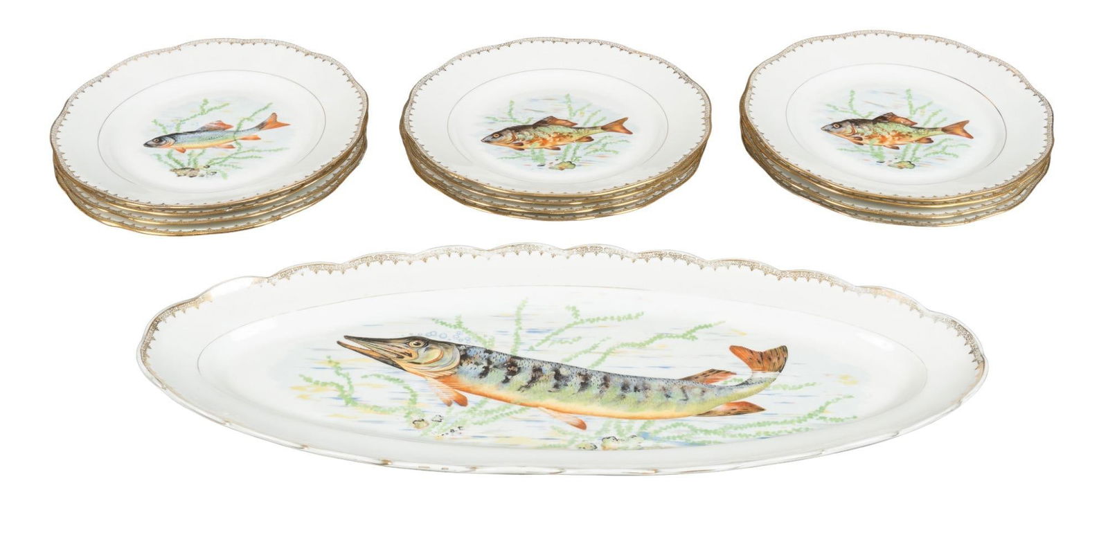 (13) Piece Limoges Fish Service (1 of 7)