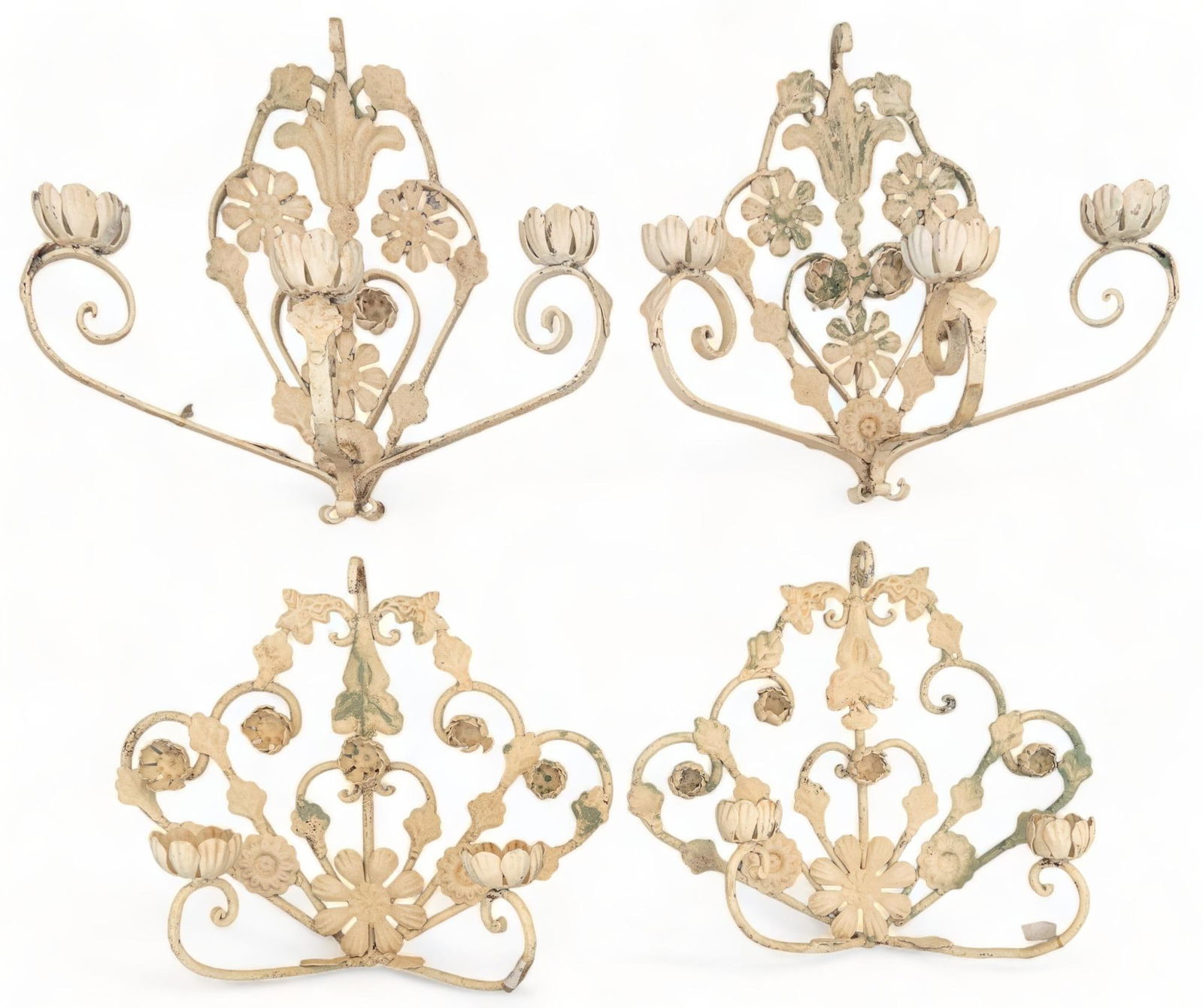 Set of (4) Wrought Iron Wall Sconces (1 of 3)