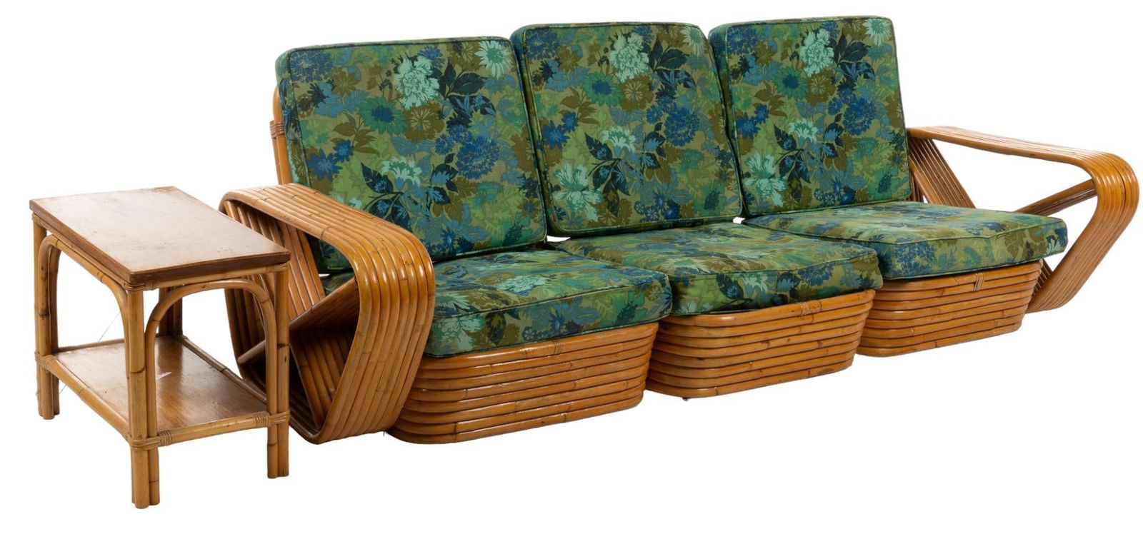 Vintage Rattan Sofa and End Table (1 of 5)