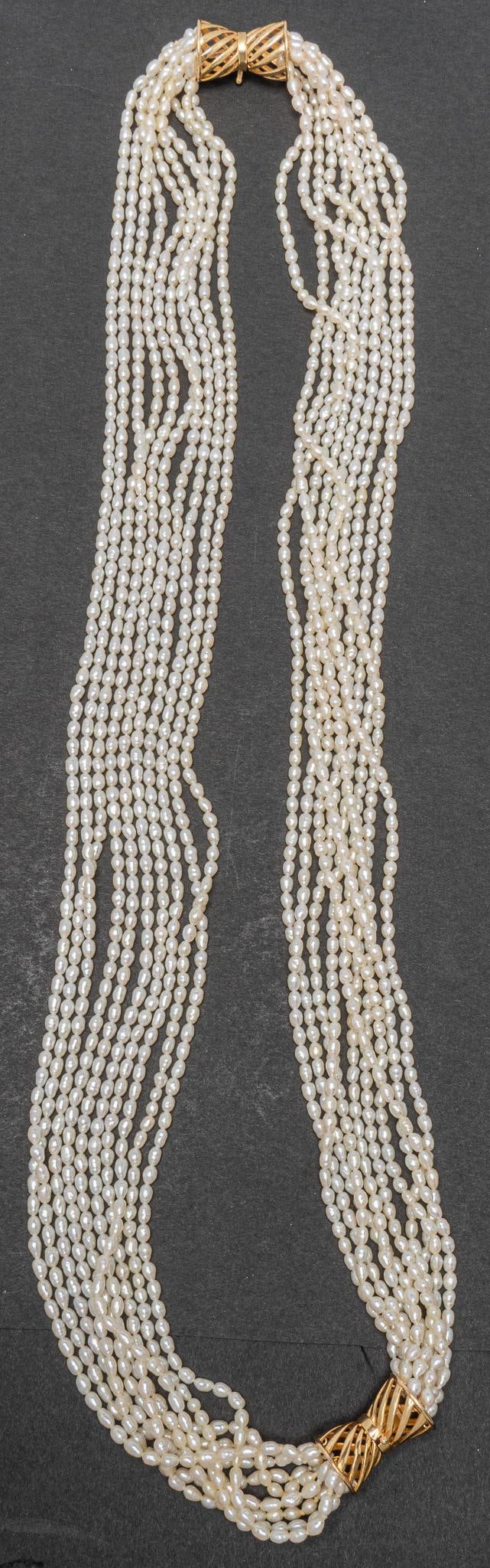 (2) Multi-Strand 14K Yellow Gold Detachable Pearl Necklaces (1 of 5)