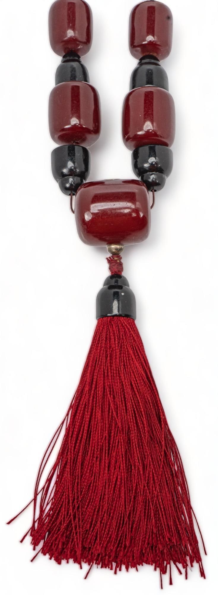 French Red Bakelite Tassel Necklace (1 of 5)