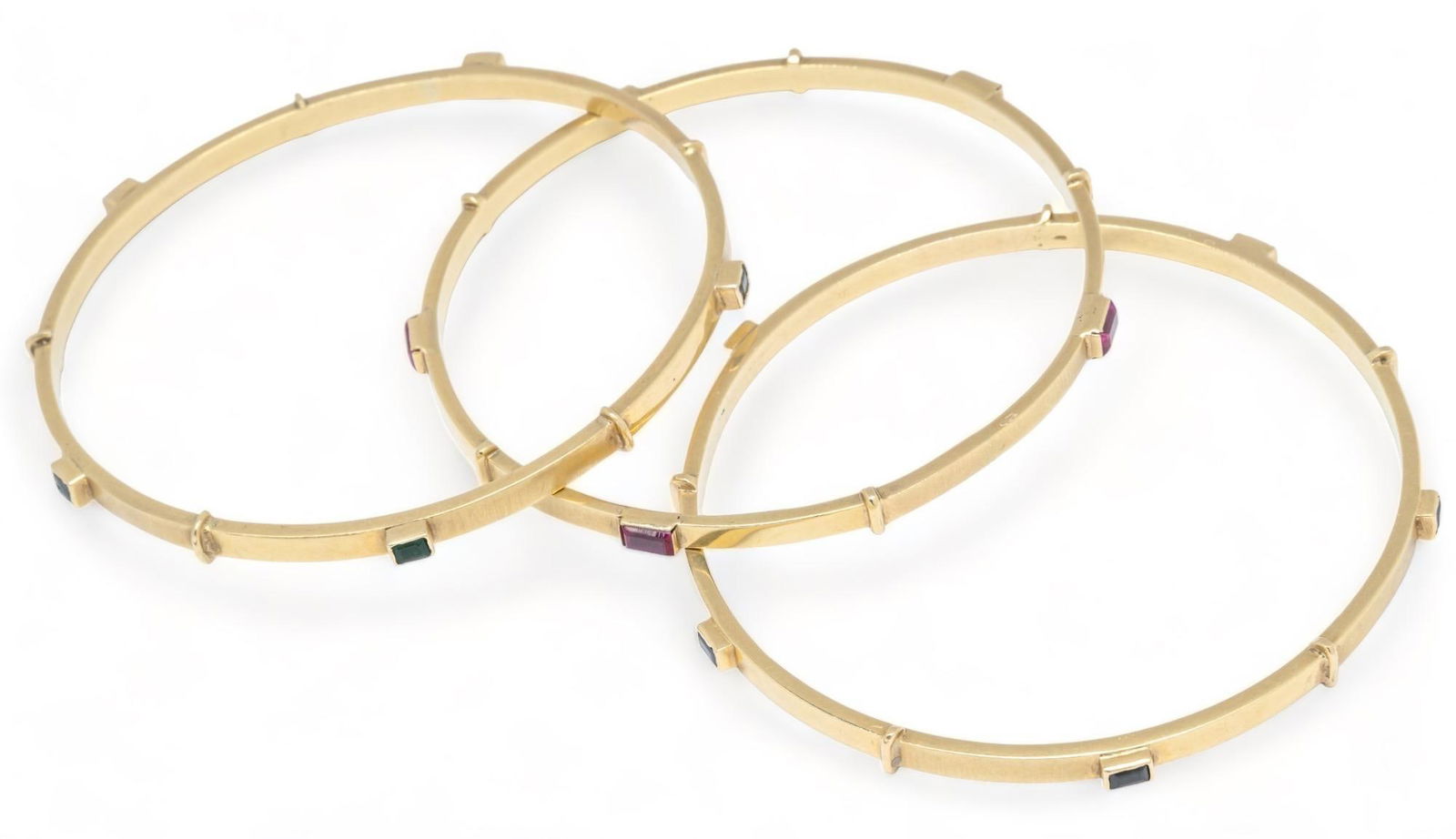 (3) 14K Yellow Gold Emerald, Ruby, Sapphire Bangles (1 of 4)