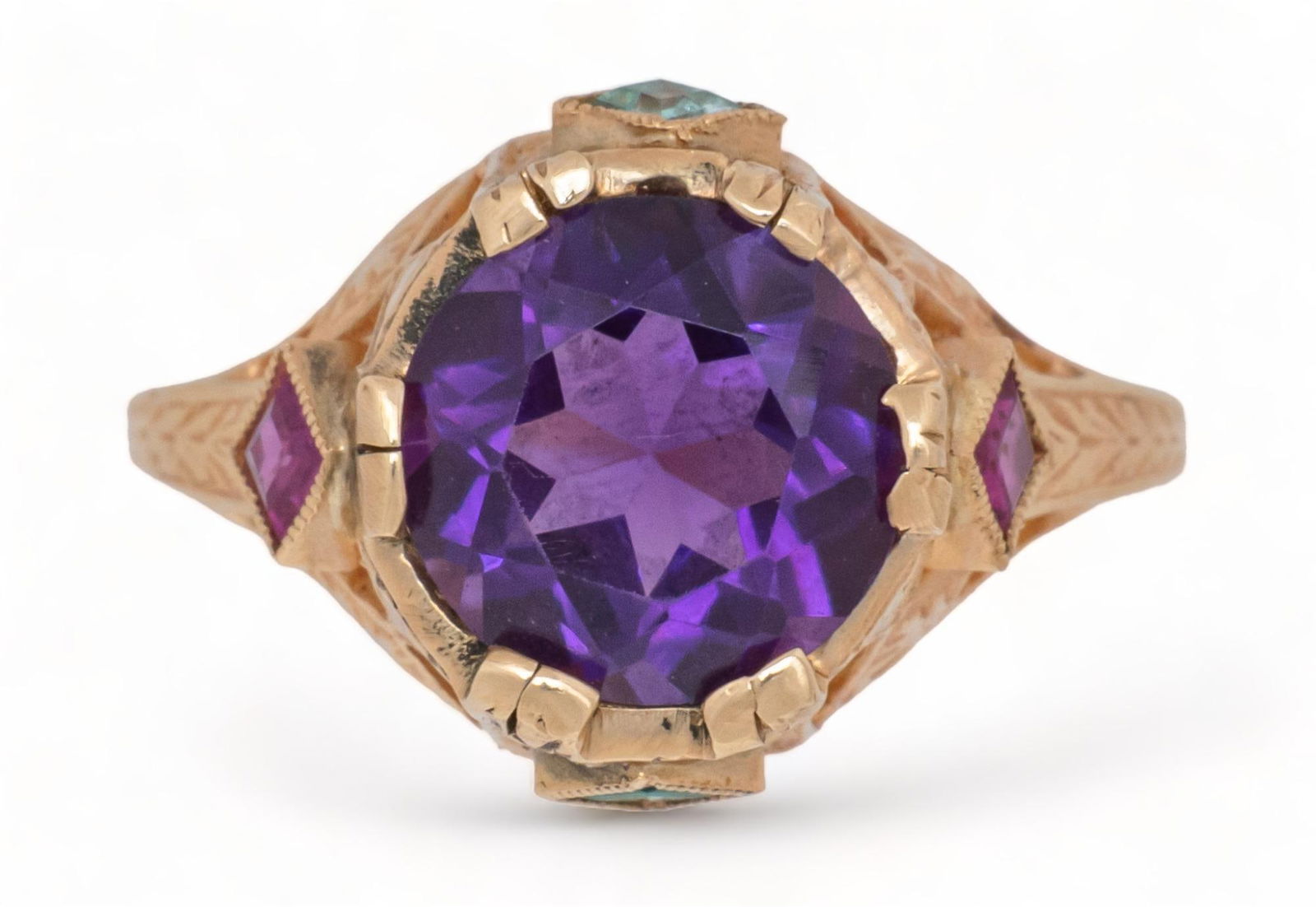 14K Yellow Gold Amethyst Crown Ring (1 of 4)