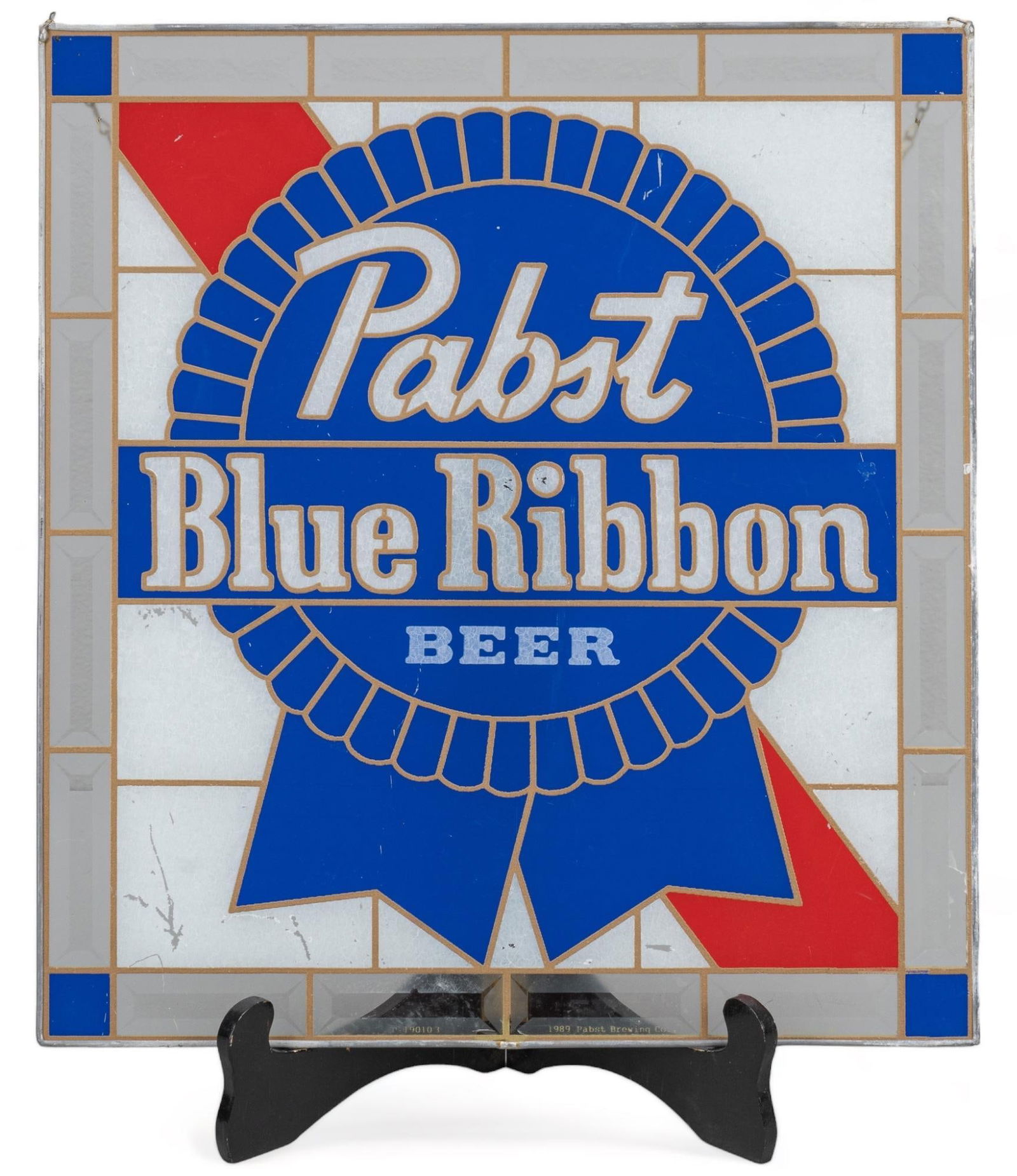 Pabst Blue Ribbon Vintage Stained Glass Panel Sign (1 of 5)