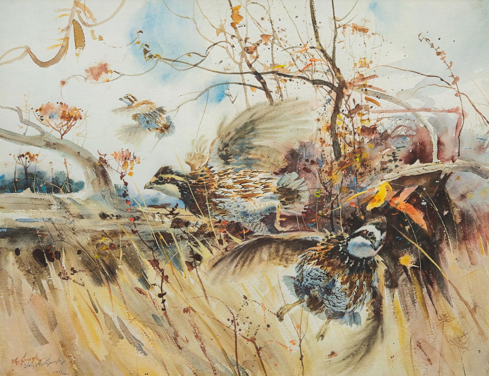 Clay McGaughy, Flushing Quail Lithograph (1 of 4)