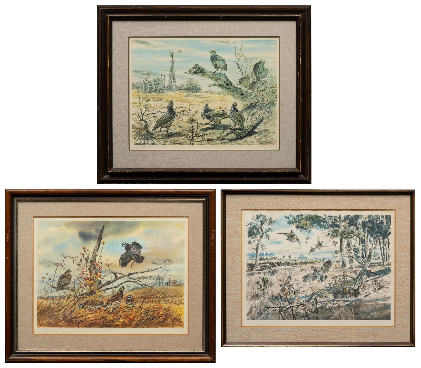 Clay McGaughy, (3) Quail Lithographs (1 of 20)