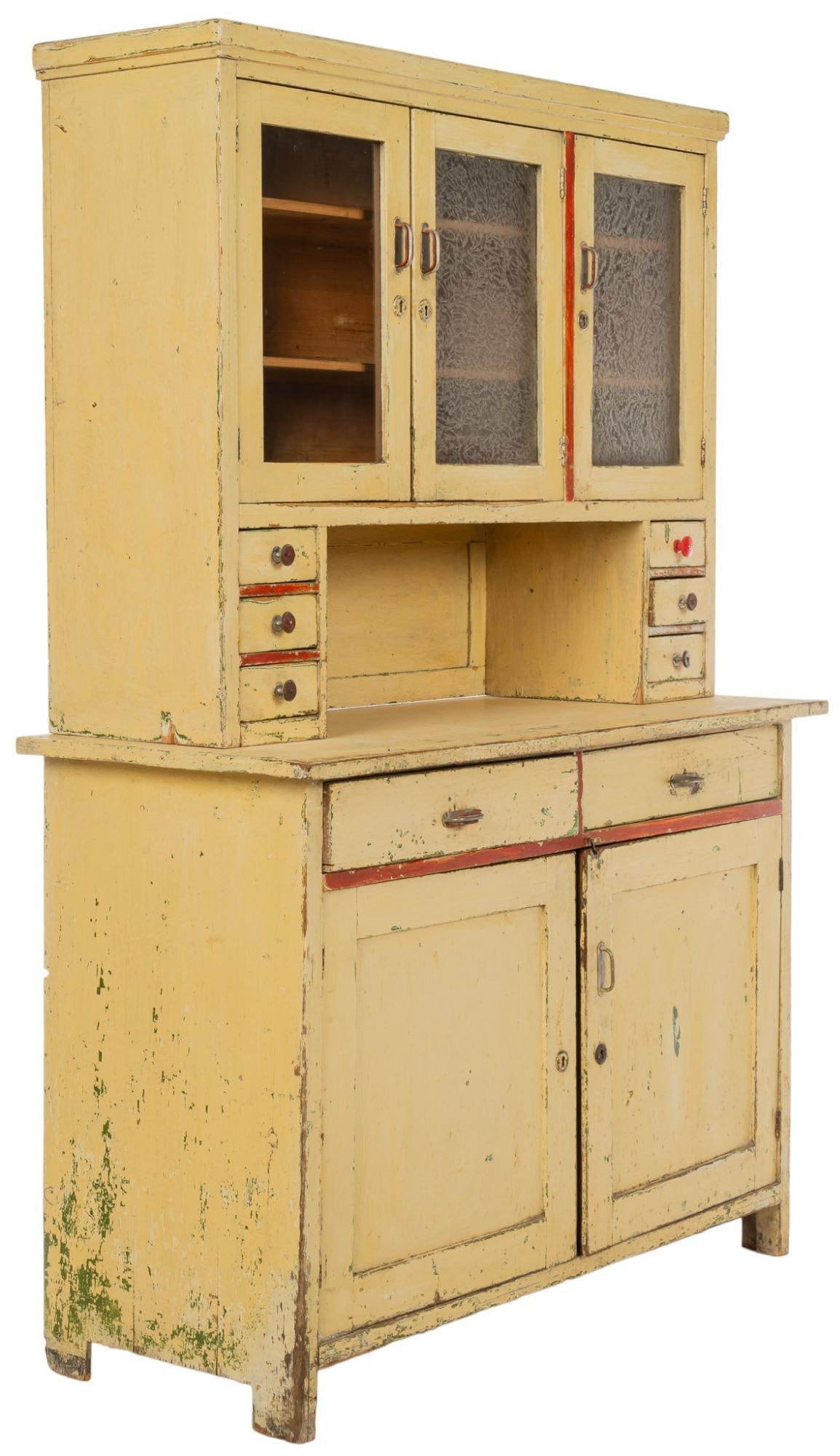 Rustic Painted Kitchen Hutch Cabinet (1 of 10)