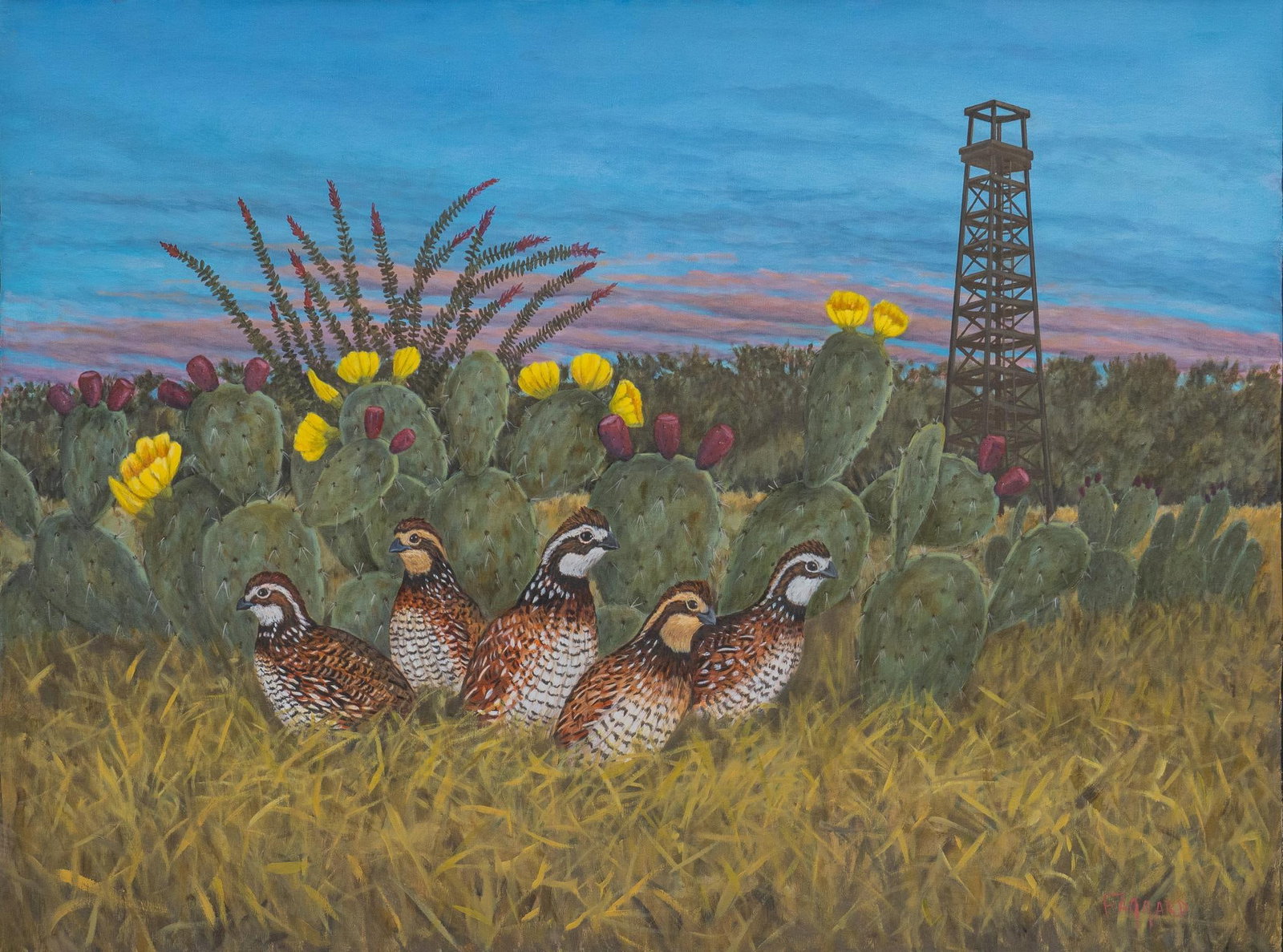 Signed Faggard, "Quail for Randy": Signed Faggard, "Quail for Randy", oil on canvas sight: 30 x 40 in., frame: 31 x 41 in. Provenance: Property from the home of a Boerne, Texas lady Shipping available for this lot through our p