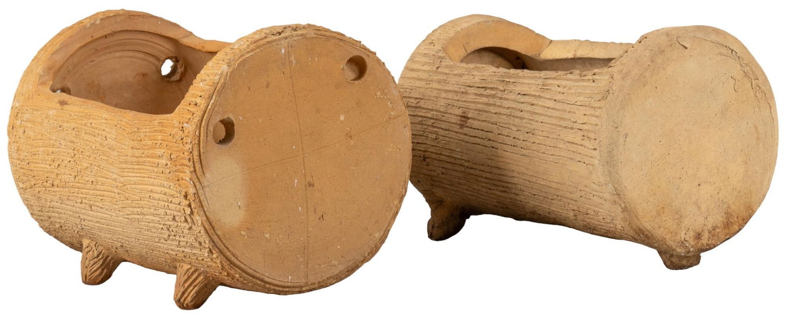 Pair of Ceramic Faux Bois Log Planters (1 of 11)