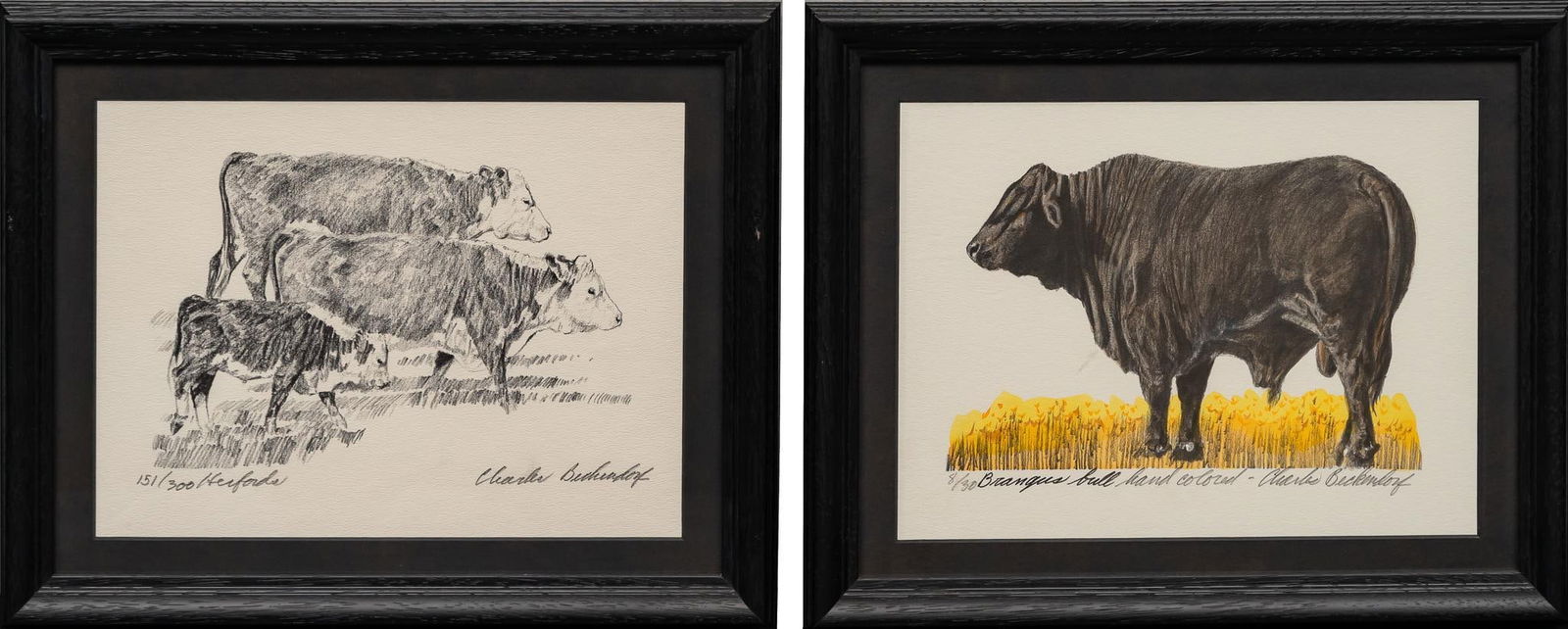 Charles Beckendorf, (2) Bull Lithographs (1 of 8)