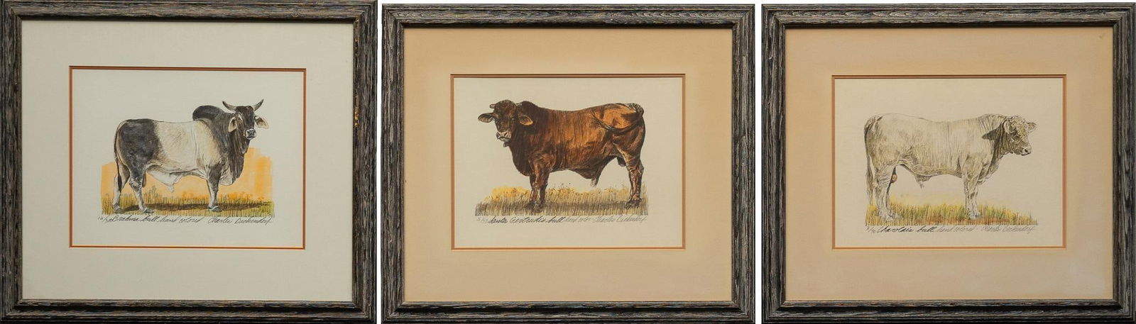 Charles Beckendorf, (3) Bull Lithographs (1 of 8)