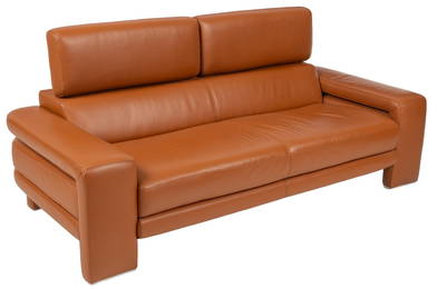 Nicoletti Home (ITA) Mid-Century Modern Leather Sofa