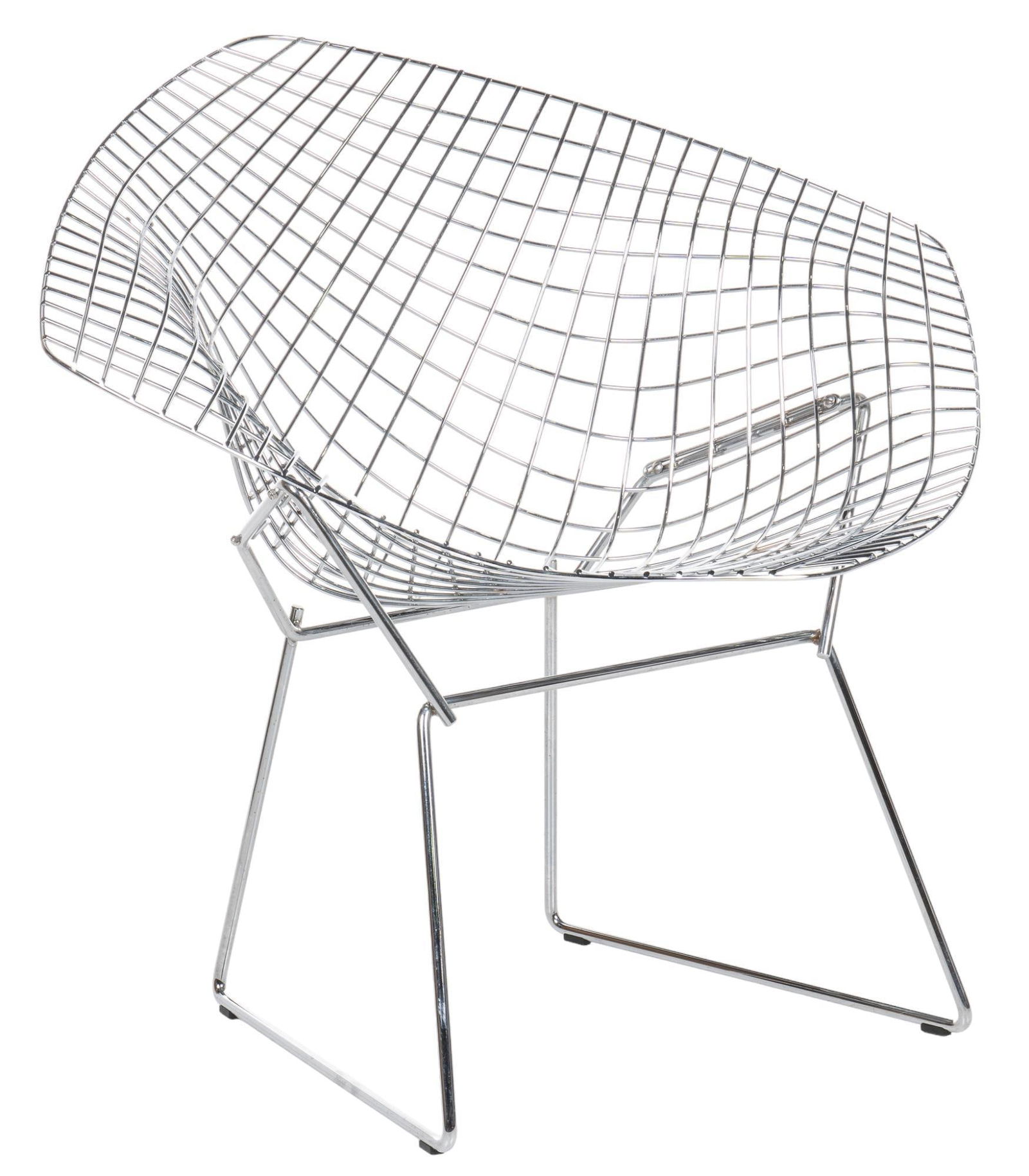 Harry Bertoia (ITA) Diamond Chairs: Harry Bertoia (1915-1978, Italy) diamond chair, by Knoll International, featuring characteristic wire grid frame, molded into an organic diamond shape, rising on sledge legs, marked height 30 in. x w