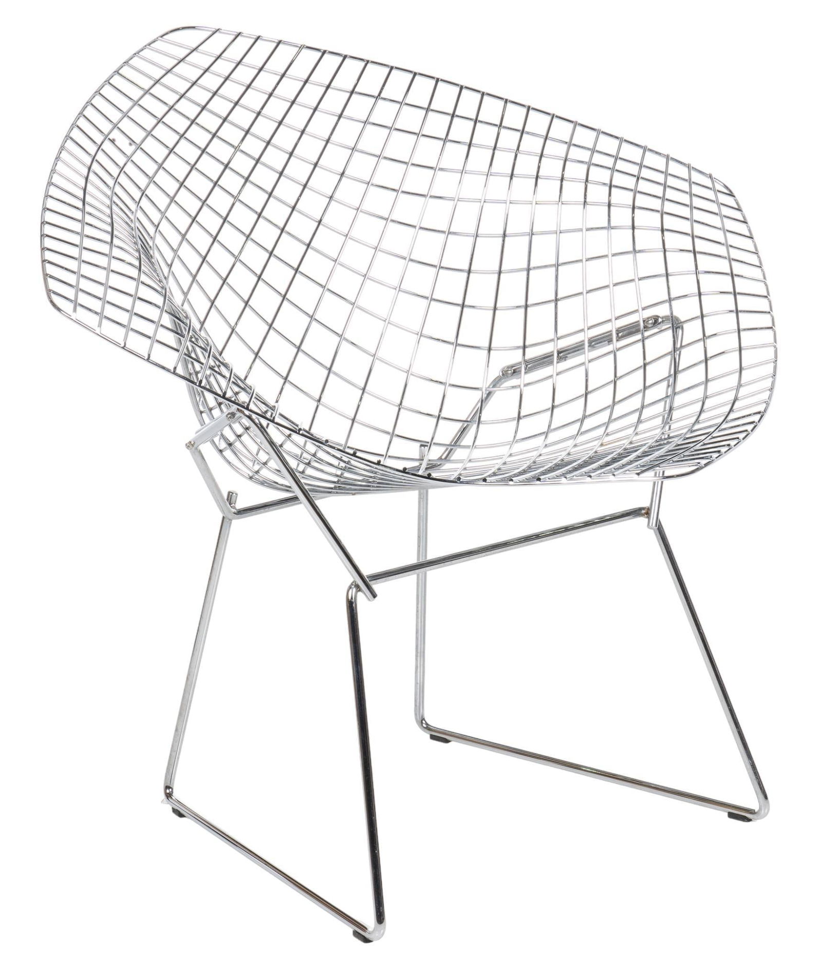 Harry Bertoia (ITA) Diamond Chair: Harry Bertoia (1915-1978, Italy) diamond chair, by Knoll International, featuring characteristic wire grid frame, molded into an organic diamond shape, rising on sledge legs, marked height 30 in. x