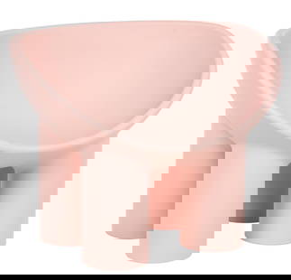 Driade (ITA) Roly-Poly Chair: Faye Toogood for Driade (Italy) Roly Poly armchair, of pink polyethylene monobloc material, with curved bowl seat, on cylindrical legs, marked on underside height 24.5 in. x width 33 in. x depth 22