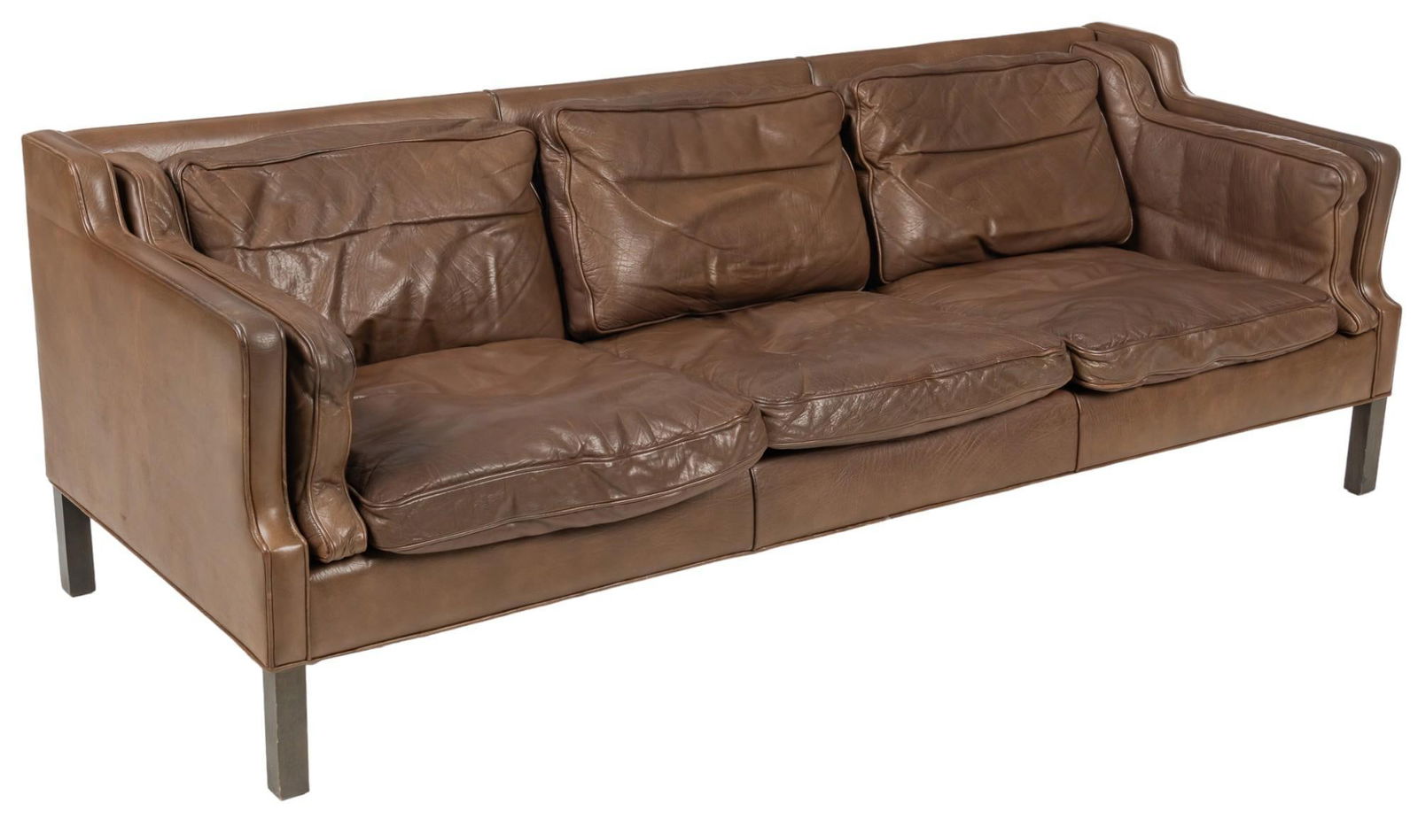 Danish Mid-Century Brown Leather Sofa (1 of 7)