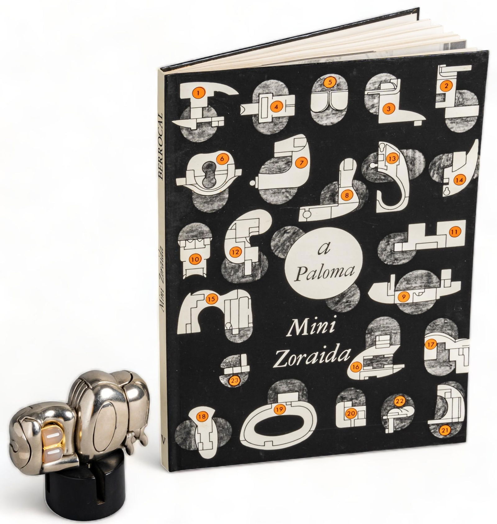 Miguel Berrocal, "Mini Zoraida", Puzzle Sculpture: Miguel Berrocal (Spain, 1933-2006), "Mini Zoraida" -- homage to Paloma Picasso, 1971, sterling silver mechanical puzzle sculpture, stamped signature and stamped series number 3828 from the edition of