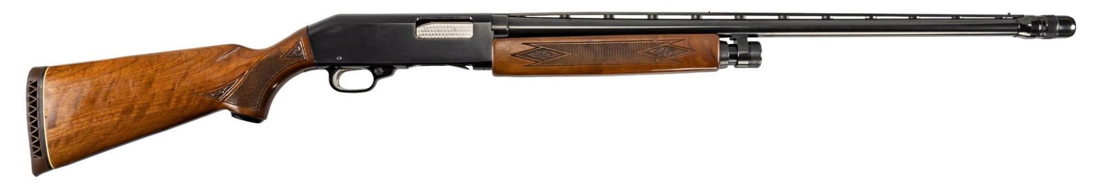 Ted Williams Model 200 12 Gauge Pump Action Shotgun: Serial: 100445 Manufacturer: Winchester (for Sears under Ted Williams branding) Model: M200 Caliber: 12 Gauge (2 3/4 in) Barrel length: 26 in. (adjustable choke) OAL: 48 in. Condition: Very Good: Waln