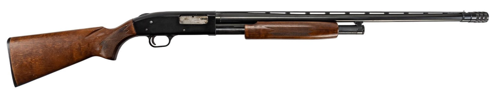 Mossberg 600AT 12-Gauge Pump-Action Shotgun: Serial: H279505 Manufacturer: Mossberg Model: 600AT Caliber: 12 Ga (3 in) Barrel length: 28 in. (C-Lect choke) OAL: 48 in. Condition: Very Good: wood stock & forend have light handing marks; recei