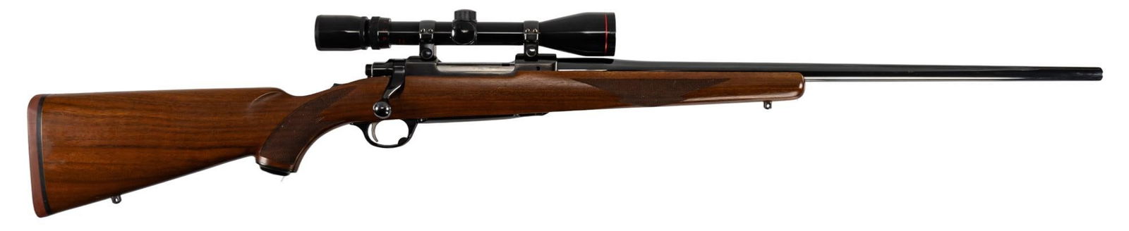 Ruger M77 300 Win Mag Bolt Action Rifle: Serial: 782-27990 Manufacturer: Ruger Model: M77 Caliber: 300 Win Mag Barrel length: 24 in OAL: 45 in Condition: Very Good: walnut stock has light handling marks throughout; barrel & receiver hav