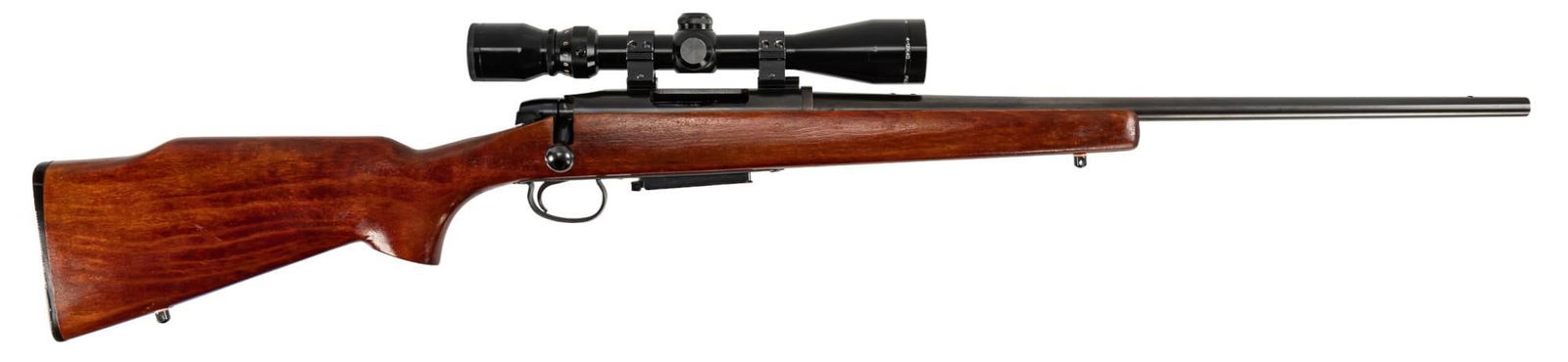 Remington 788 6mm Rem Bolt Action Rifle: Serial: A6075166 Manufacturer: Remington Model: 788 Caliber: 6MM Remington Barrel length: 22 in OAL: 44 in Condition: Very Good: wood stock has been refinished in red with light handling marks; barrel