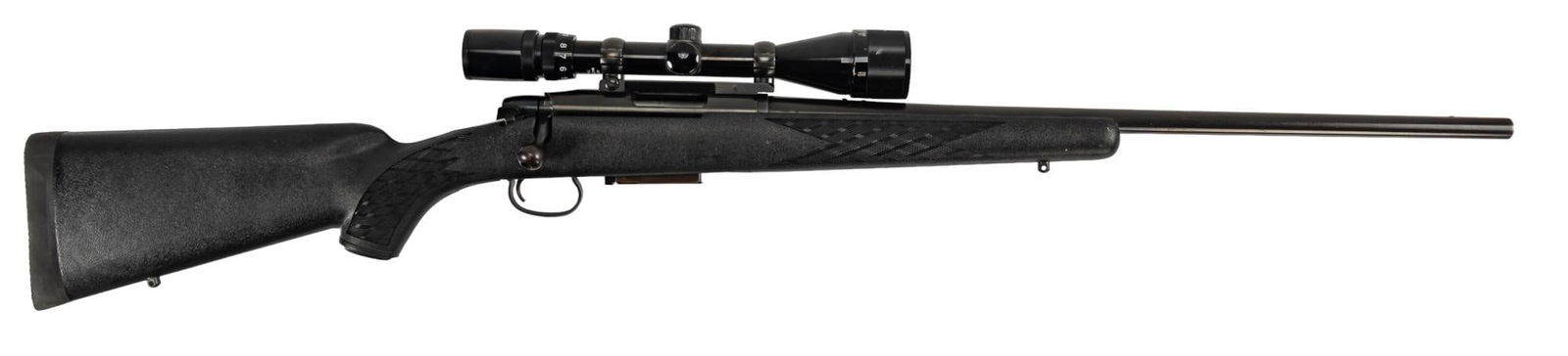 Remington 788 22-250 Rem Bolt Action Rifle: Serial: A3001465 Manufacturer: Remington Model: 788 Caliber: 22-250 Rem. Barrel length: 24 in. OAL: 44.5 in. Condition: Good; synthetic stock has light handling marks; barrel & receiver have light