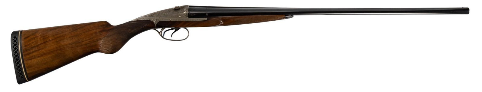 Rare French Darne V19 28 Ga Side By Side Sliding Breech Shotgun: Serial: SPC933 Manufacturer: Darne, France Model: V19 Caliber: 28 Gauge Barrel length: 26 OAL: 40.5" Condition: Very Good; walnut stock has light handling marks and has been shortened to a 14.5 In