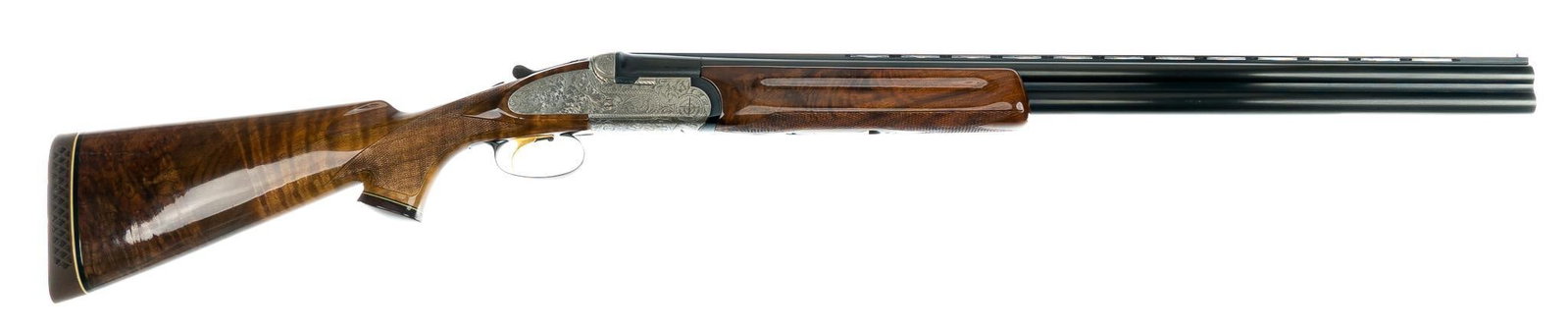 Beautiful Hand Engraved Weatherby Regency 12 Gauge O/U Shotgun: Serial: R06364 Manufacturer: Weatherby-Italy Model: Regency Caliber: 12 Ga. Barrel length: 28 in. OAL: 45.5 in. Condition: Excellent; wood stock has very slight handling marks; barrels & receiver 