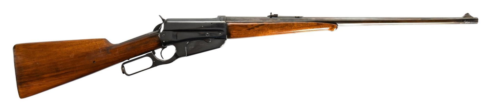 Winchester Model 1895 30-06 Lever Action Rifle: Serial: 89319 Manufacturer: Winchester Repeating Arms Co. (c. 1915) Model: 1895 Caliber: 30-06 Barrel length: 23.75 in. OAL: 42 in. Condition: Good; wood stock has moderate handling marks & has be