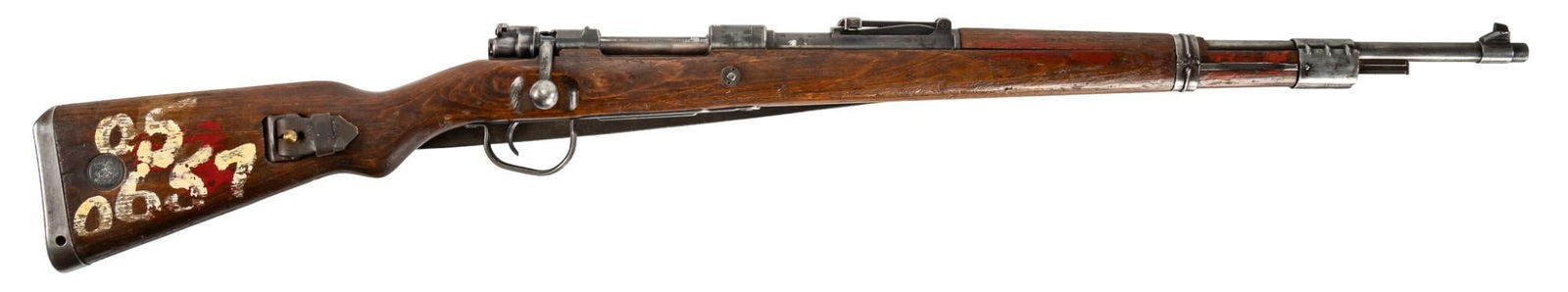 WWII Ethiopian BRNO K98 8mm Mauser Bolt Action Rifle: Serial: 8145F Manufacturer: BRNO-Czechoslovakia / IO Inc. (c. 1945) Model: Ethiopian K98 Caliber: 8mm Mauser Barrel length: 24 in. OAL: 43.5 in. Condition: Fair; wood stock has fair amount of wear con