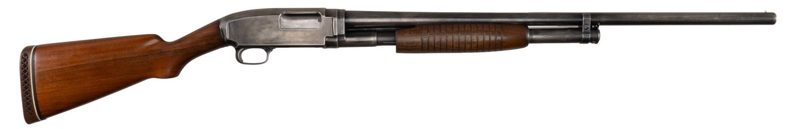 Winchester Model 12 12 Gauge Pump Action Shotgun: Serial: 1762309 Manufacturer: Winchester (c.1957) Model: 12 Caliber: 12 Gauge (2 3/4 in) Barrel Length: 28 in. (fixed Mod) OAL: 47 in. Condition: Good: walnut stock & forend have light handling ma