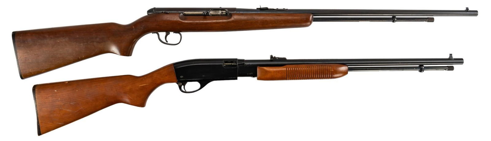 Pair Remington 572 Fieldmaster & 550-1 22 LR Rifles: Serial: (1) NSN; (2) A1758367 Manufacturer: (1 & 2) Remington Arms Co. Model: (1) 550-1; (2) 572 Fieldmaster Caliber: (1 & 2) 22 LR Barrel length: (1) 24 in.; (2) 21 in. OAL: (1) 43.5 in.; (2)