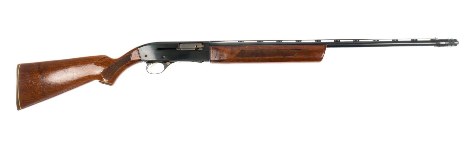Pre-68 High Standard Model C-200 20-Gauge Shotgun: Serial: No SN Manufacturer: High Standard (c. 1965) Model: Supermatic Trophy C-200 Caliber: 20 Ga. (3 in. chamber) Barrel length: 27 in. OAL: 47.5 in. Condition: Good; wood stock has moderate wear &am