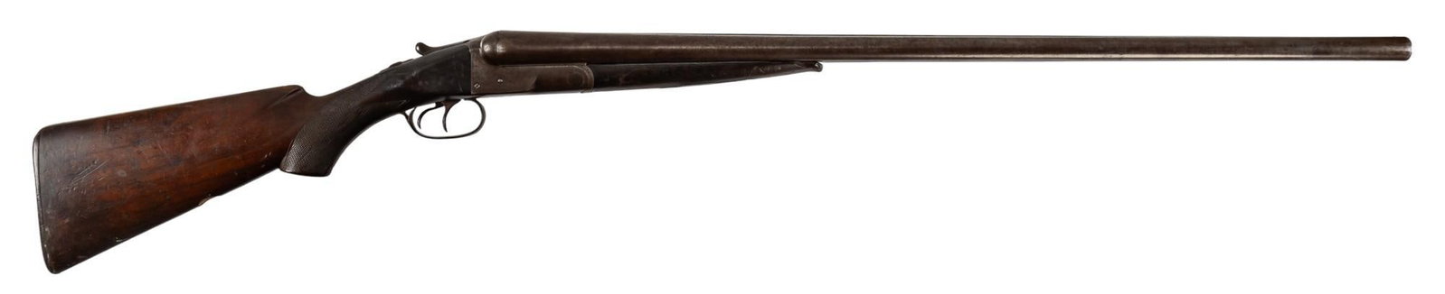Antique Colt 1883 Hammerless 10 Gauge SXS Shotgun: Serial: 7037 Manufacturer: Colt's PT. F.A. Mfg. Co. (c. 1893) Model: 1883 Hammerless SXS Caliber: 10 Gauge Barrel length: 32 in. OAL: 48.5 in. Condition: Fair; wood stock has fair amount of wear &