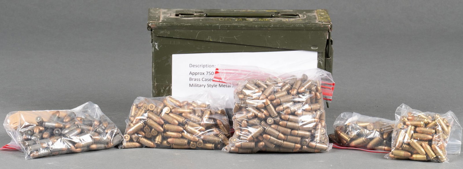 Approximately 600 Rounds of German WWII & Other 9mm Ammunition: Includes: -Approximately 150 rounds of Egyptian 9mm -Approximately 120 rounds of German WWII Steel Case 9mm -Approximately 300 rounds of (probable pre war) German 9mm -Approximately 50 rounds of mixed