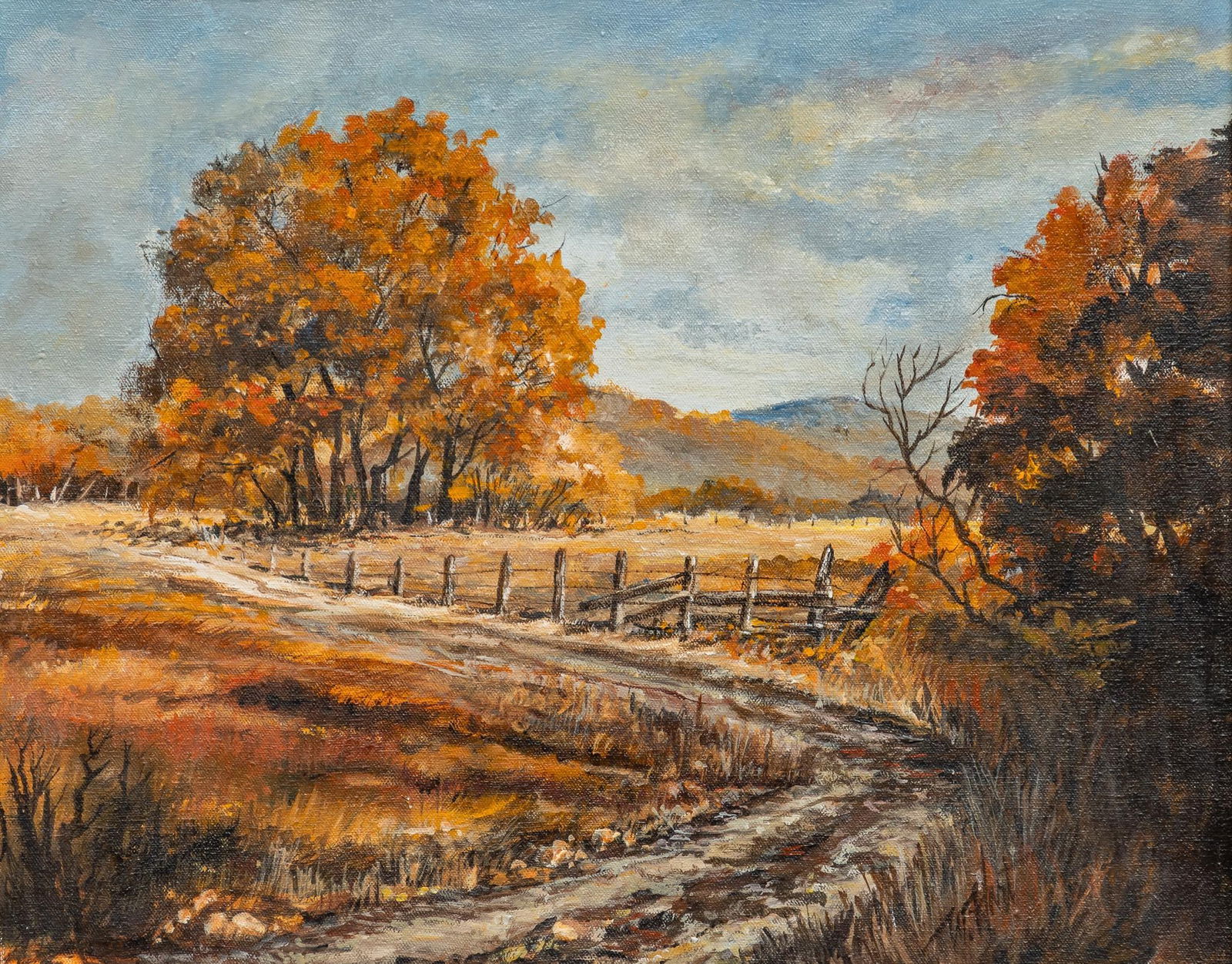 W. Hart, Texas Autumn: William Hart, Texas autumn landscape, oil on canvas sight: 16 x 20 in., frame: 20 x 24 in. Provenance: Property from the home of a Comfort, Texas husband and wife Shipping available for this lot th