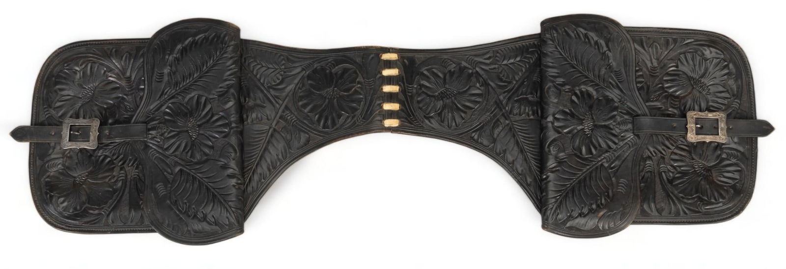 Embossed Leather Saddle Bags with Sterling Silver Buckles (1 of 8)
