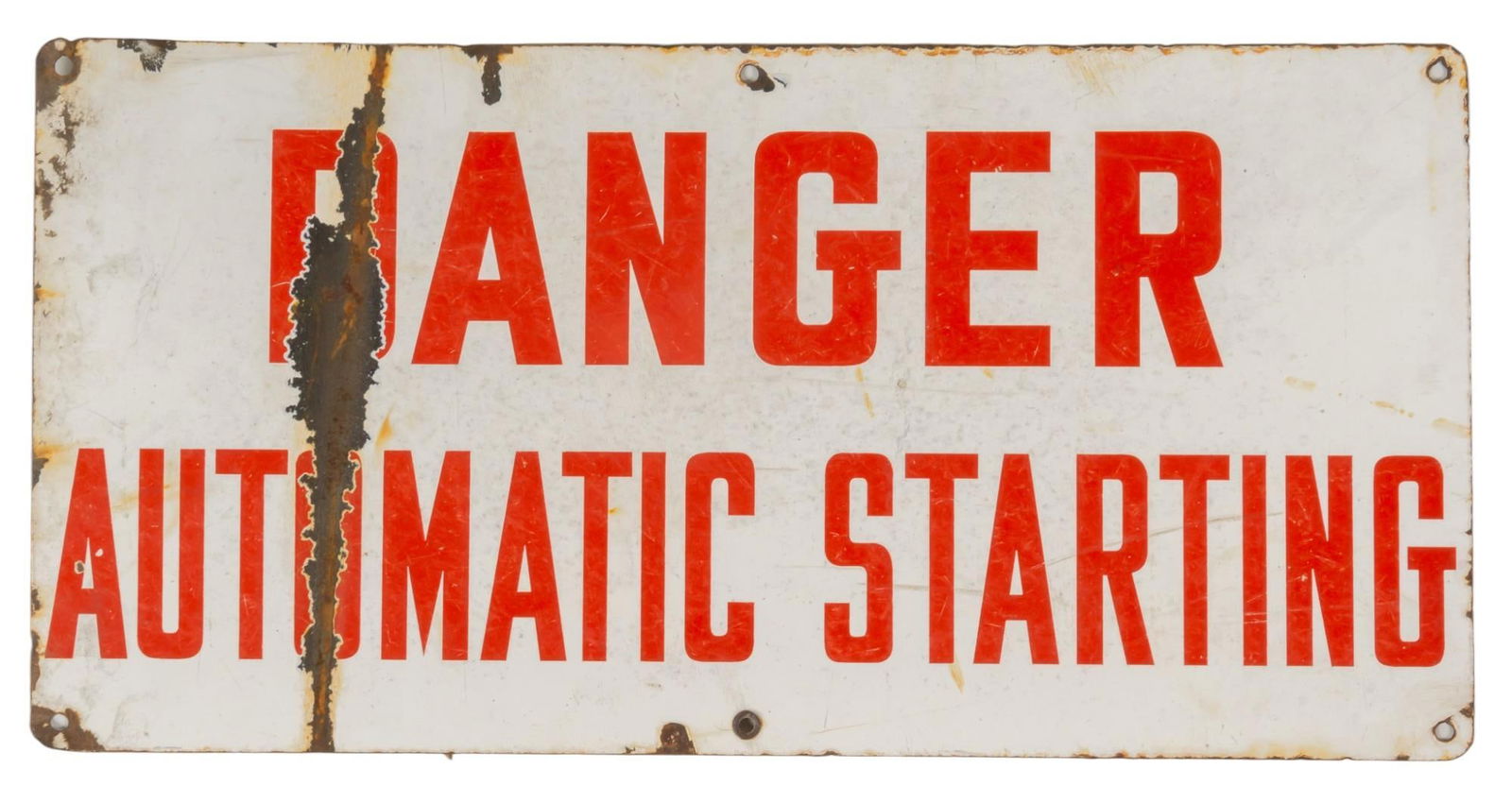 Vintage Porcelain Danger Automatic Start Sign (1 of 3)