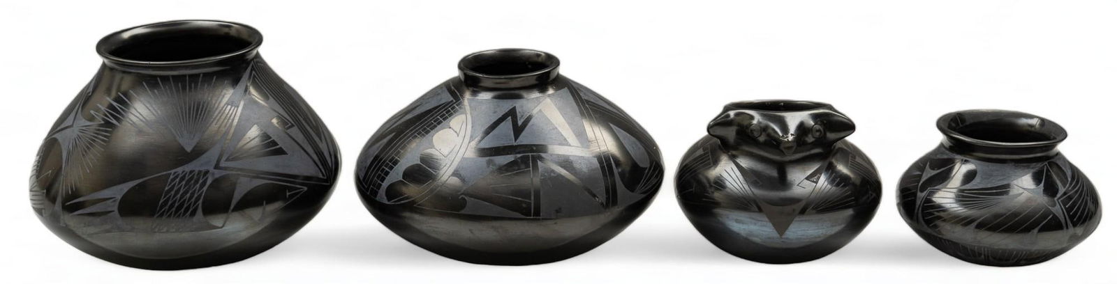 Collection of (4) Black on Black Ceramic Vessels (1 of 14)
