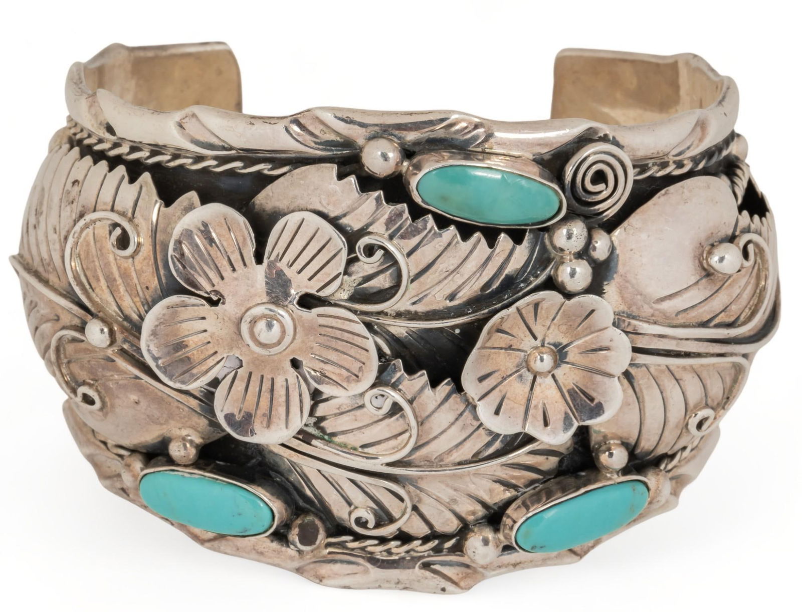 Mexican Vintage Sterling Silver Turquoise Cuff (1 of 6)