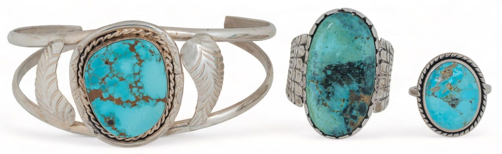 (3)Set of Two Sterling Silver Rings and One Bracelet (1 of 9)