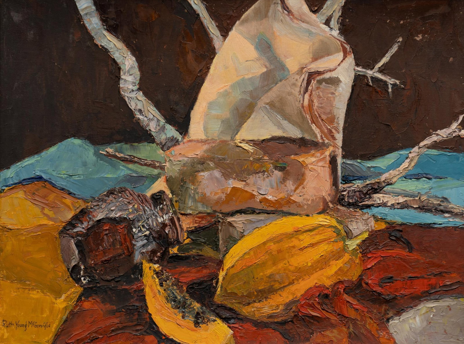 Ruth McGonigle, Acorn Squash Still Life: Ruth McGonigle, acorn squash still life, oil on canvas sight: 18 x 24 in., frame: 22.5 x 28.5 in. Provenance: Property from a Kerrville, Texas estate Shipping available for this lot through our partne